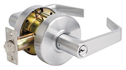 Master Lock Keyed Entry Door Lock, Commercial Lever Style Handle, Brushed Chrome, SLCHKE26D
