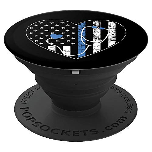 Nurse Thin Blue Line Police Force American Flag Hero PopSockets Grip and Stand for Phones and Tablets