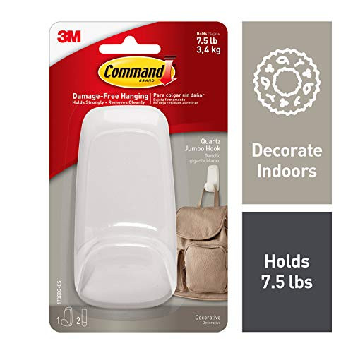 Command Hook, 1 hook, 2 strips, Holds 7.5 lbs (17088Q-ES),Quartz