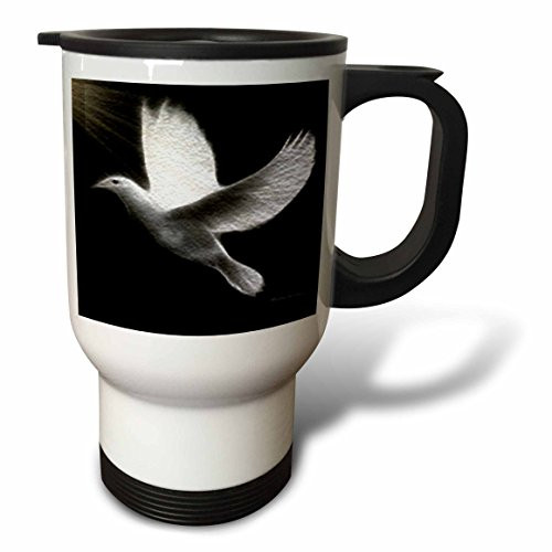 3dRose Fractalius Dove Black White Bird Art Stainless Steel Travel Mug, 14-Ounce