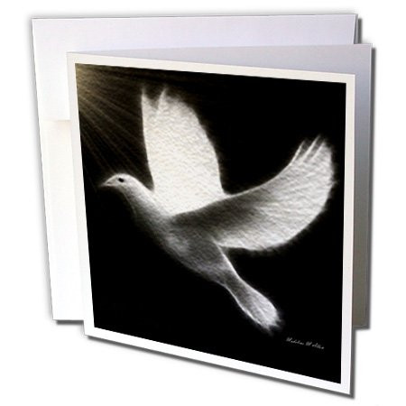3dRose Fractalius Dove - Black - White - Bird Art - Greeting Cards, 6 x 6 inches, set of 6 (gc_6578_1)