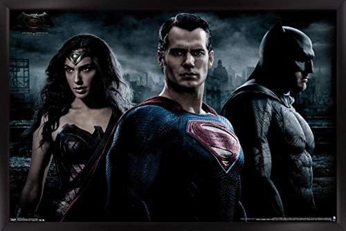 Trends International DC Comics Movie - Batman v Superman - Trio Wall Poster, 14.725" x 22.375", Black Framed Version