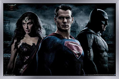 Trends International DC Comics Movie - Batman v Superman - Trio Wall Poster, 14.725" x 22.375", Silver Framed Version