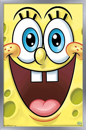 Trends International Nickelodeon Spongebob - Face Wall Poster, 14.725" x 22.375", Silver Framed Version