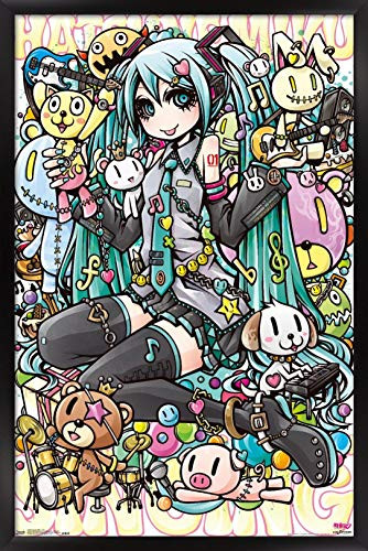 Trends International Hatsune Miku - Toys Wall Poster, 14.725" x 22.375", Black Framed Version
