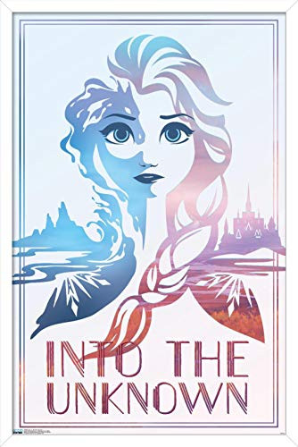 Trends International Disney Frozen 2 - Into The Unknown Wall Poster, 14.725" x 22.375", White Framed Version