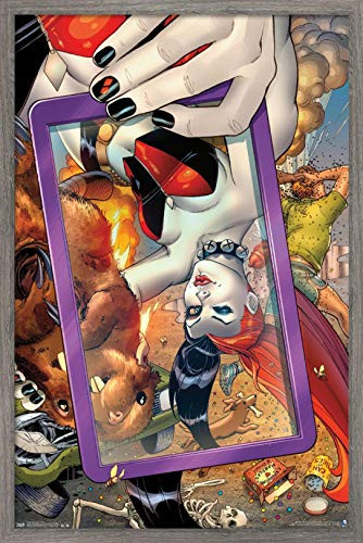 Trends International DC Comics - Harley Quinn - Selfie Wall Poster, 22.375" x 34", Barnwood Framed Version