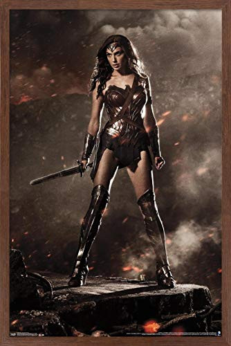 Trends International DC Comics Movie - Batman v Superman - Wonder Woman Wall Poster, 14.725" x 22.375", Mahogany Framed Version