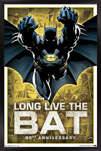 Trends International DC Comics-Batman-80th Anniversary Wall Poster, 14.725" x 22.375", Black Framed Version