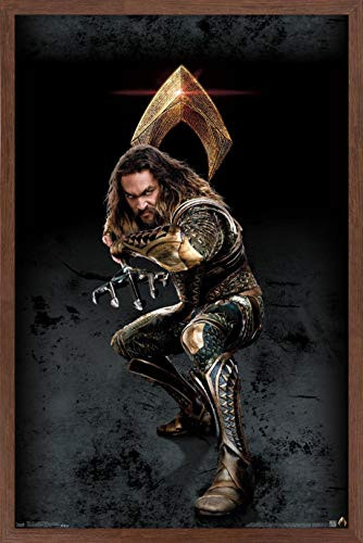 Trends International DC Comics Movie - Justice League - Aquaman Wall Poster, 14.725" x 22.375", Mahogany Framed Version