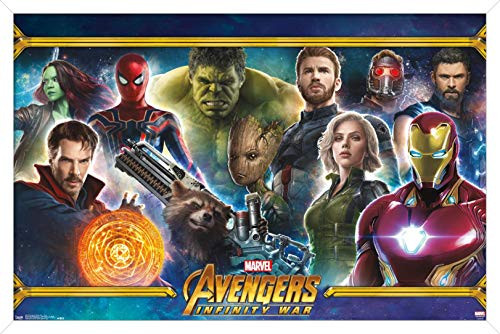Trends International MCU: Avengers: Infinity War - Team Wall Poster, 14.725" x 22.375", White Framed Version