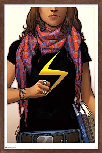 Trends International Comics Ms. Marvel #1 Wall Poster, 14.725" x 22.375", Mahogany Framed Version