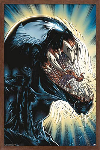 Trends International Marvel Comics - Venom - Darkness Wall Poster, 14.725" x 22.375", Mahogany Framed Version