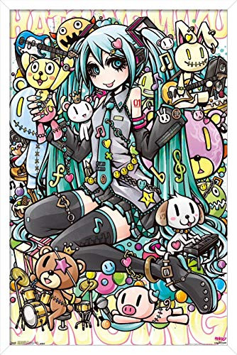 Trends International Hatsune Miku - Toys Wall Poster, 14.725" x 22.375", White Framed Version
