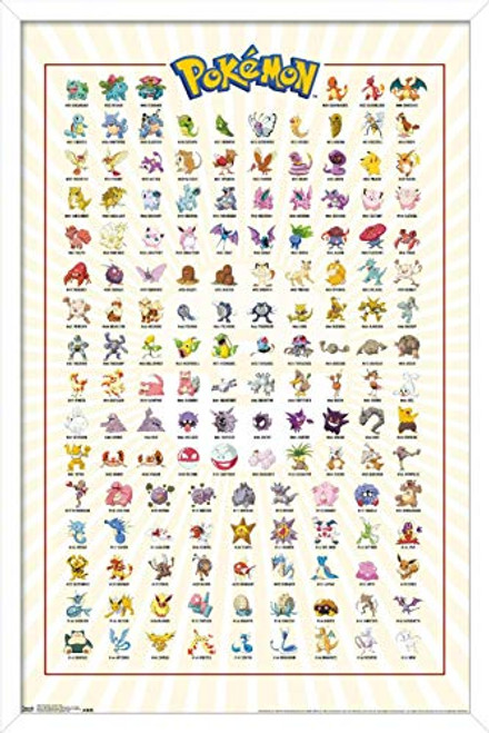Trends International Pok?n - Kanto Grid Wall Poster, 14.725" x 22.375", White Framed Version Trends International Pok?n - Kanto Grid Wall Poster, 14.725" x 22.375", White Framed Version