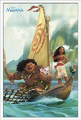 Trends International Disney Moana - Group Wall Poster, 22.375" x 34", White Framed Version