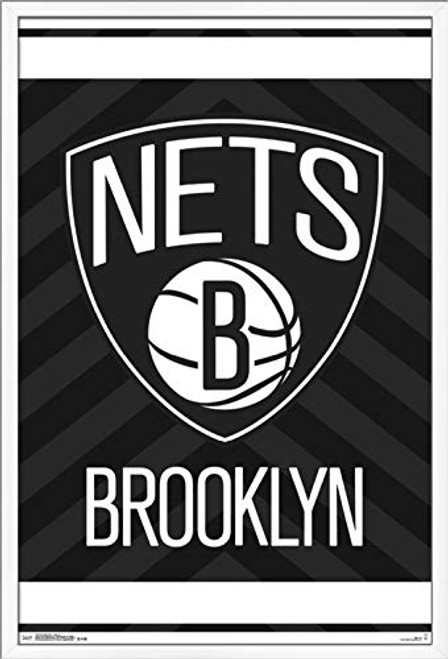 Trends International NBA Brooklyn Nets - Logo Wall Poster, 22.375" x 34", White Framed Version Trends International NBA Brooklyn Nets - Logo Wall Poster, 22.375" x 34", White Framed Version