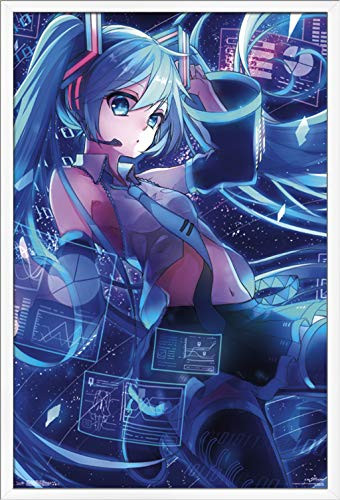 Trends International Hatsune Miku - Screens Wall Poster, 22.375" x 34", White Framed Version