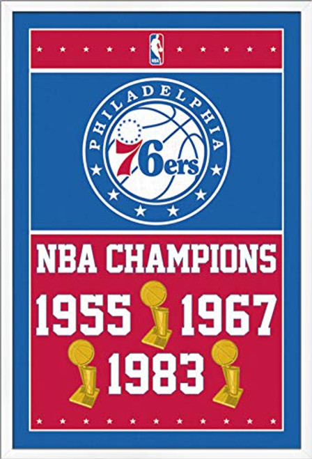 Trends International NBA Philadelphia 76ers - Champions Wall Poster, 22.375" x 34", White Framed Version Trends International NBA Philadelphia 76ers - Champions Wall Poster, 22.375" x 34", White Framed Version