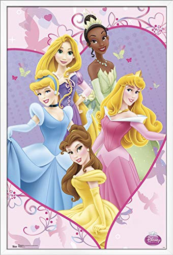 Trends International Disney Princess - Collage Wall Poster, 22.375" x 34", White Framed Version