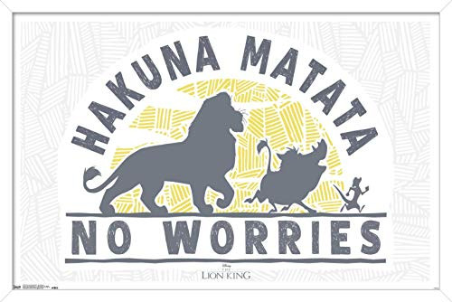 Trends International Disney The Lion King 1994-No Worries Wall Poster, 22.375" x 34", White Framed Version