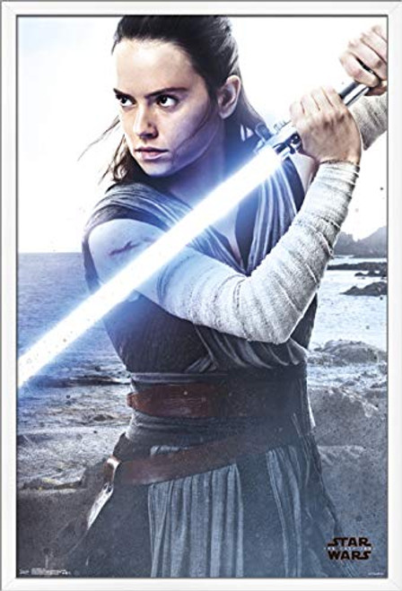Trends International Star Wars: The Last Jedi - Rey Wall Poster, 22.375" x 34", White Framed Version