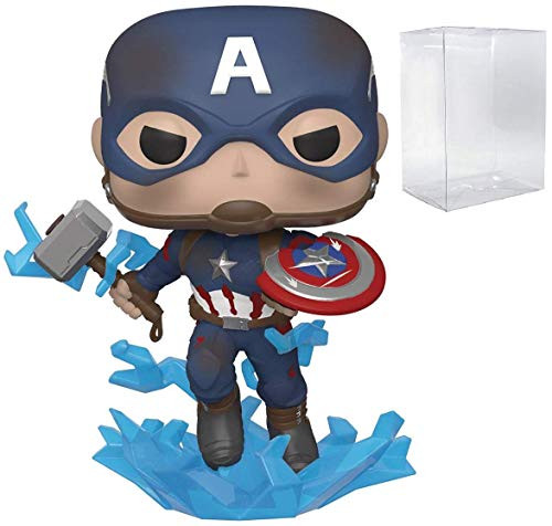 Funko Marvel: Avengers Endgame - Captain America with Broken Shield & Mjoinir (Includes Pop Protector Case)