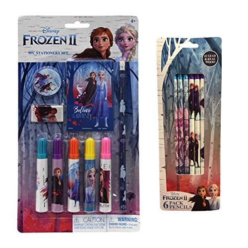 Disney Frozen II Elsa, Anna & Olaf Stationary Set 9 Pc Set Plus 6 Pack Pencils