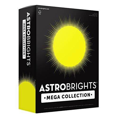 Astrobrights Mega Collection Colored Paper, 8  x 11, 24 lb/89 gsm, Neon Yellow, 625 Ct. (91676)"Amazon Exclusive" - More Sheets!