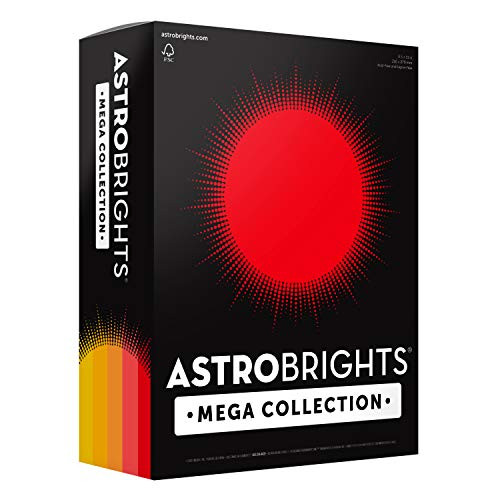 Astrobrights Mega Collection, Colored Paper,"Sunny" 5-Color Assortment, 625 Sheets, 24 lb/89 gsm, 8.5" x 11" - MORE SHEETS! (91701)