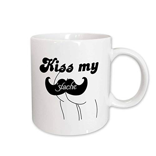3Drose Funny Kiss My Stache Mustache Humor Black, White Moustache Fun, Wordplay, Ceramic Mug, 11-Oz 3Drose Funny Kiss My Stache Mustache Humor Black, White Moustache Fun, Wordplay, Ceramic Mug, 11-Oz