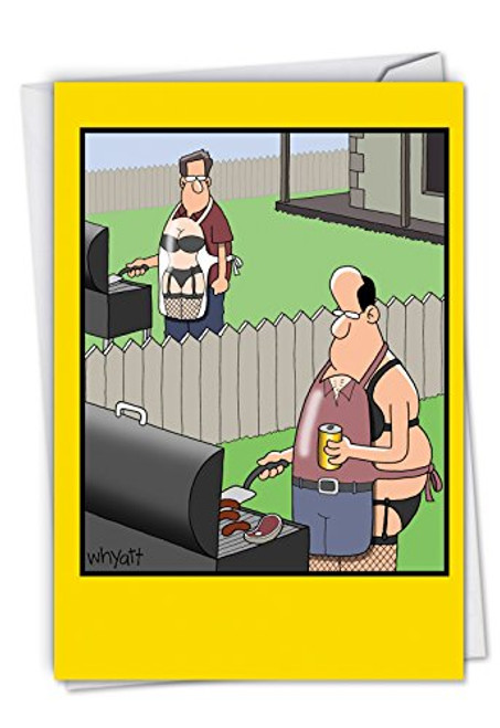 Man Aprons - Hilarious Happy Birthday Card with Envelope (4.63 x 6.75 Inch) - Funny Bday Celebration Note Card for Husband, Men - Cartoon Backyard Grill Humor, Notecard for Men's Birthdays C6392BDG Man Aprons - Hilarious Happy Birthday Card with Envelope (4.63 x 6.75 Inch) - Funny Bday Celebration Note Card for Husband, Men - Cartoon Backyard Grill Humor, Notecard for Men's Birthdays C6392BDG