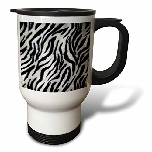 3dRose Furry Zebra Stainless Steel Travel Mug, 14-Ounce