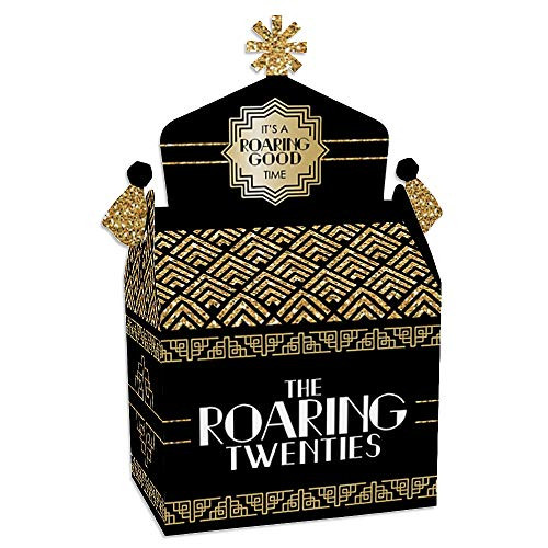 Big Dot of Happiness Roaring 20s - Treat Box Party Favors - 1920s Art Deco Jazz Party Goodie Gable Boxes - 2020 Graduation and Prom Party - Set of 12