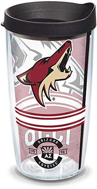Tervis 1303693 NHL Arizona Coyotes Top Shelf Insulated Tumbler with Wrap and Black Lid, 16oz, Clear Tervis 1303693 NHL Arizona Coyotes Top Shelf Insulated Tumbler with Wrap and Black Lid, 16oz, Clear
