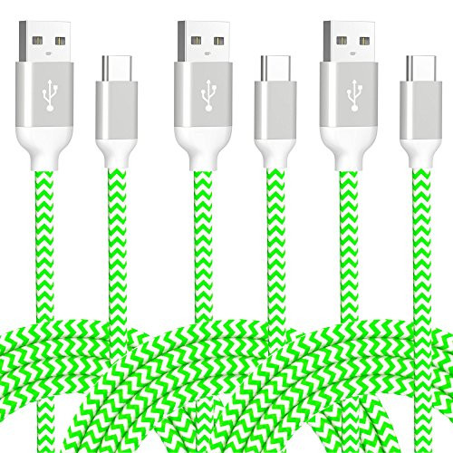 Type C Charger Cable,UMECORE 3 Pack 3FT USB C Cable Fast Charger Nylon Braided Cord for Samsung Galaxy S9 S9+ S8 S8 Plus,LG G6 G5 V20,Google Nexus 5X/6P,Nintendo Switch,MacBook and More(Green)