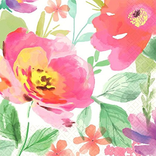 Watercolor Florals Napkin Floral Garden Party Tableware, 36 Pieces, Made from Paper, Multi Color by Amscan