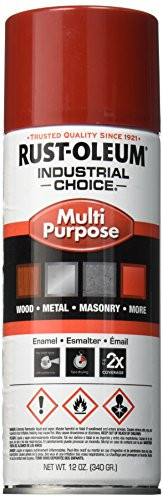 Rust-Oleum 1660830 1600 System Multi-Purpose Enamel Spray Paint, 12-Ounce, Safety Red