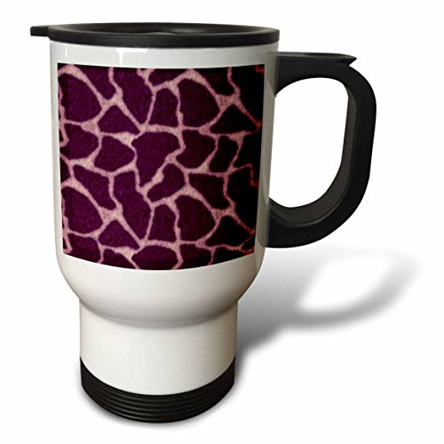 3dRose Giraffe Print Purple Stainless Steel Travel Mug, 14-Ounce