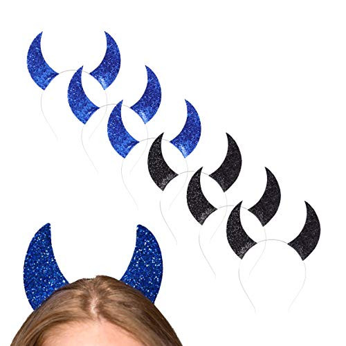 6pcs Devil Horns Headband Halloween Glitter Hairband Devil Horn Hair Hoop Hairband Cosplay (Devil Horn 6pcs)