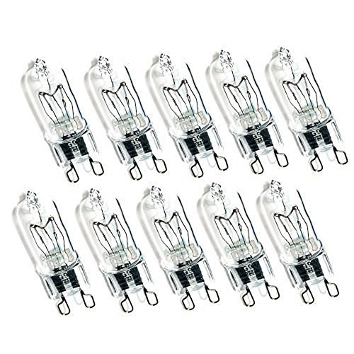 Pack Of 10 60 Watt G9 Bi-Pin Halogen Bulb, 60-Watt 120-Volt Clear Halogen G9 Base Light Bulb