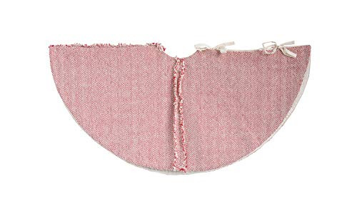 Creative Co-op Cotton Woven Tree Skirt with Fringe, 48" Round, Red