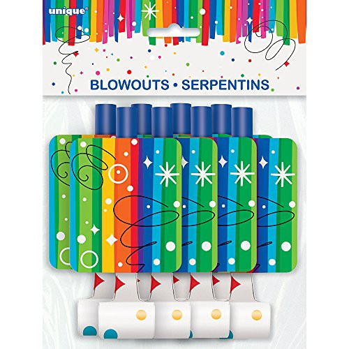 Rainbow Ribbons Birthday Party Blowers, 8ct Rainbow Ribbons Birthday Party Blowers, 8ct