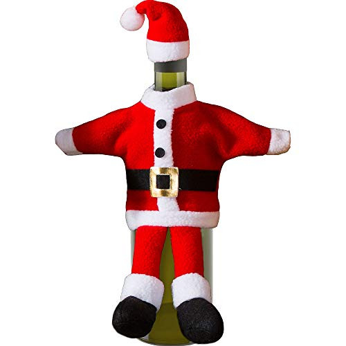 Christmas Santa Suit Fabric Wine Bottle Cover | Party Decoration