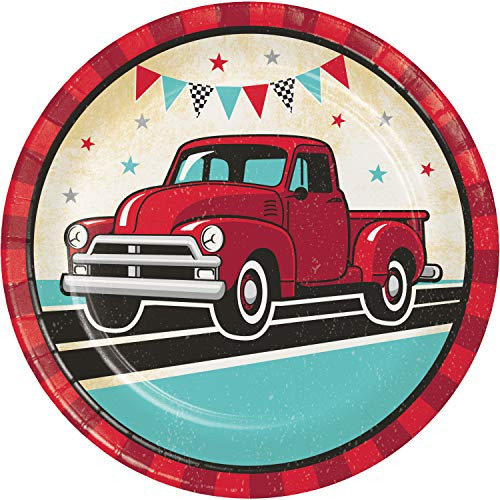 Vintage Red Truck Paper Plates, 24 ct
