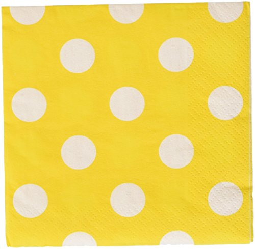 amscan Yellow Sunshine Dots Beverage Napkins | 5" x 5" | 192 Ct.