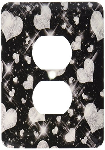 3dRose lsp_41089_6"Glitter Hearts Silver 2 Plug Outlet Cover