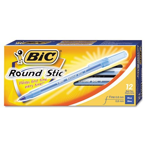 BIC America GSF11BE Round Stic Ballpoint Stick Pen Blue Ink, Fine, Dozen