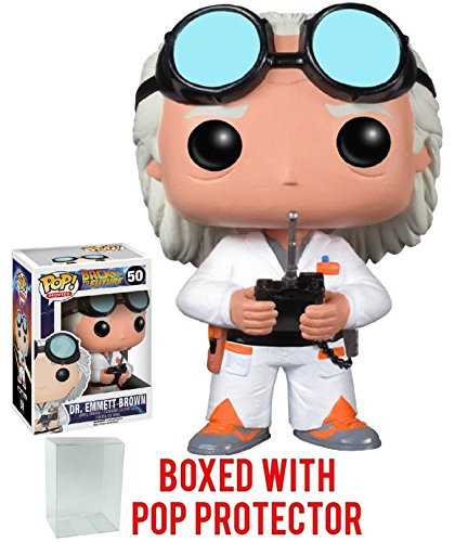 Funko Pop! Movies: Back to the Future - Dr. Emmett Brown Vinyl Figure (Bundled with Pop Box Protector Case)