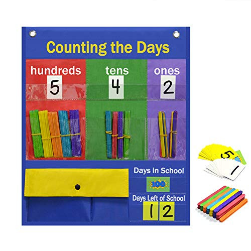 Godery Counting the Days Pocket Chart & Counting and Place Value Pocket Chart for Classroom or Days in School Counting Activity